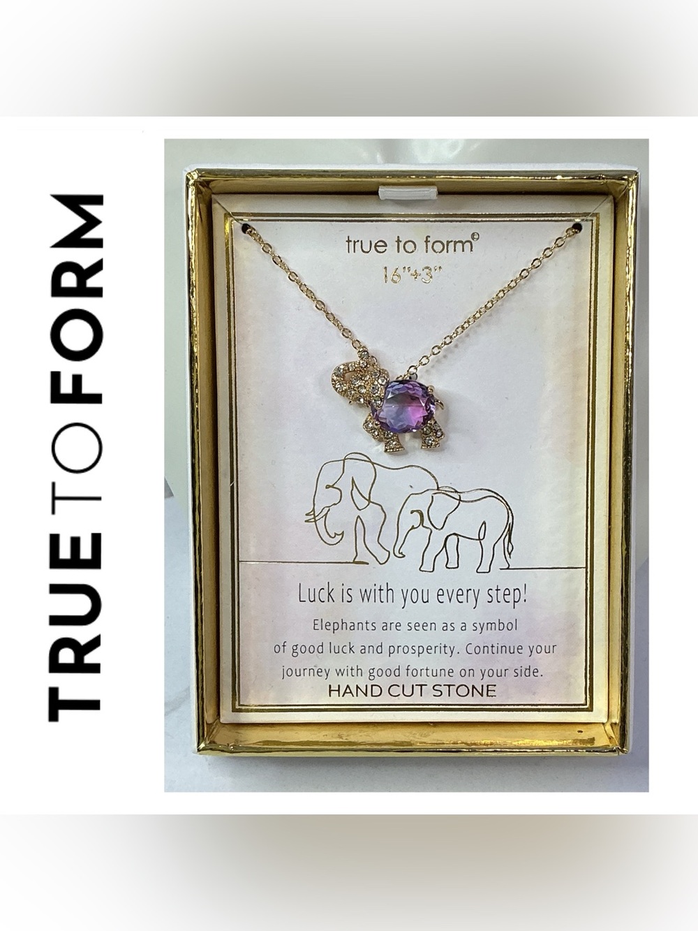 🌟🌟 True To Form Gold Stones Elephant Necklace